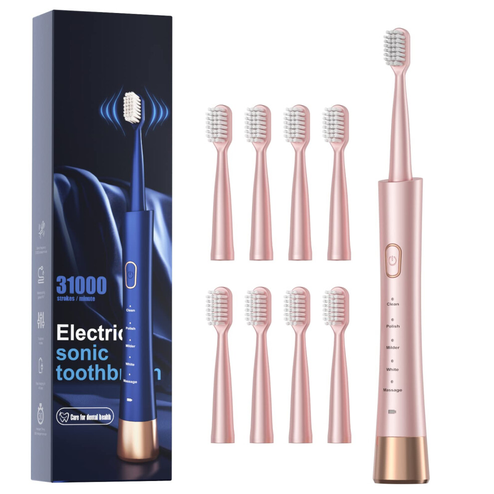 Photos - Electric Toothbrush Sonic  for Adults, USB Rechargeable Sonic Toothbrush with 8 Brush Heads, Smart Timer, 5 Modes, 2-hour Fas
