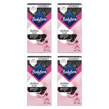Bodyform Dailies Black Panty Liners - Super Absorbent, Odour Absorbent, V-Zone Protection | Designed for Black Underwear | Bundle of 4 x 21 (Total 84)