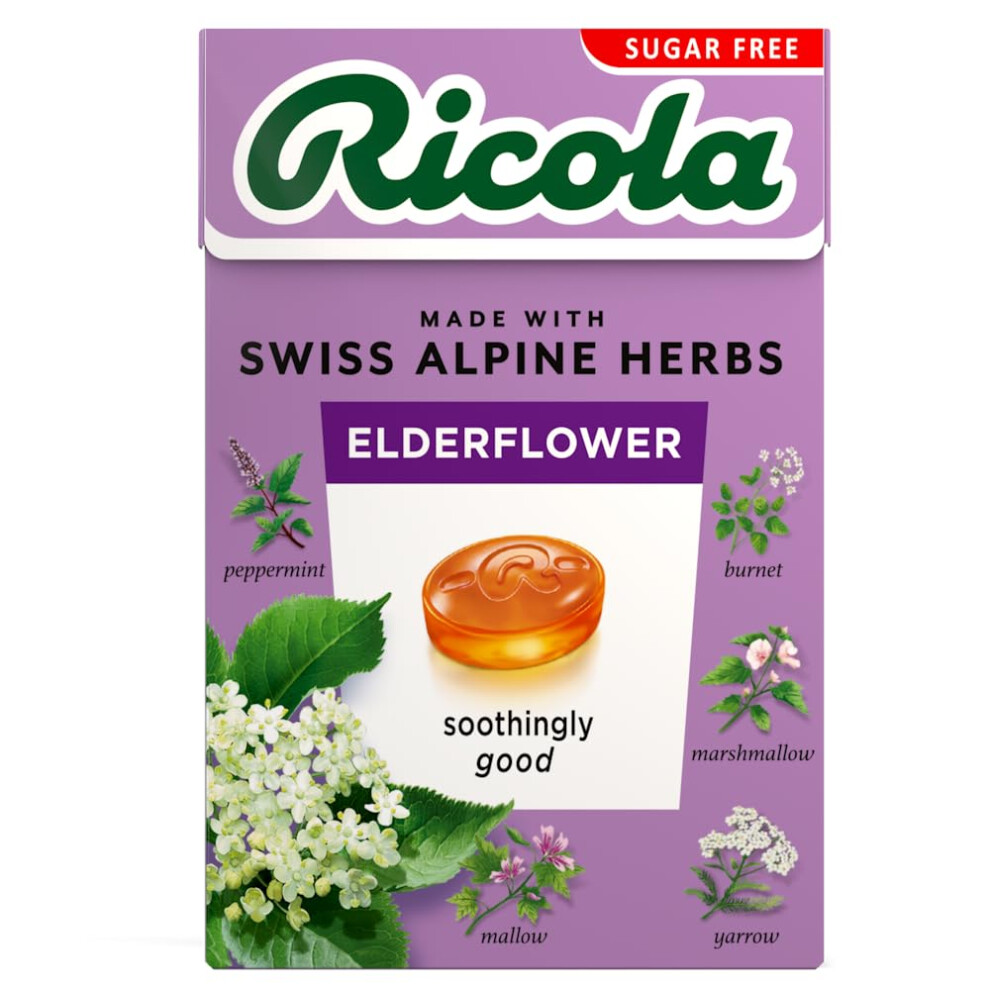 Elderflower Sugar Free Swiss Herbal Sweets, Herb Drops - Pack of 10 Boxes