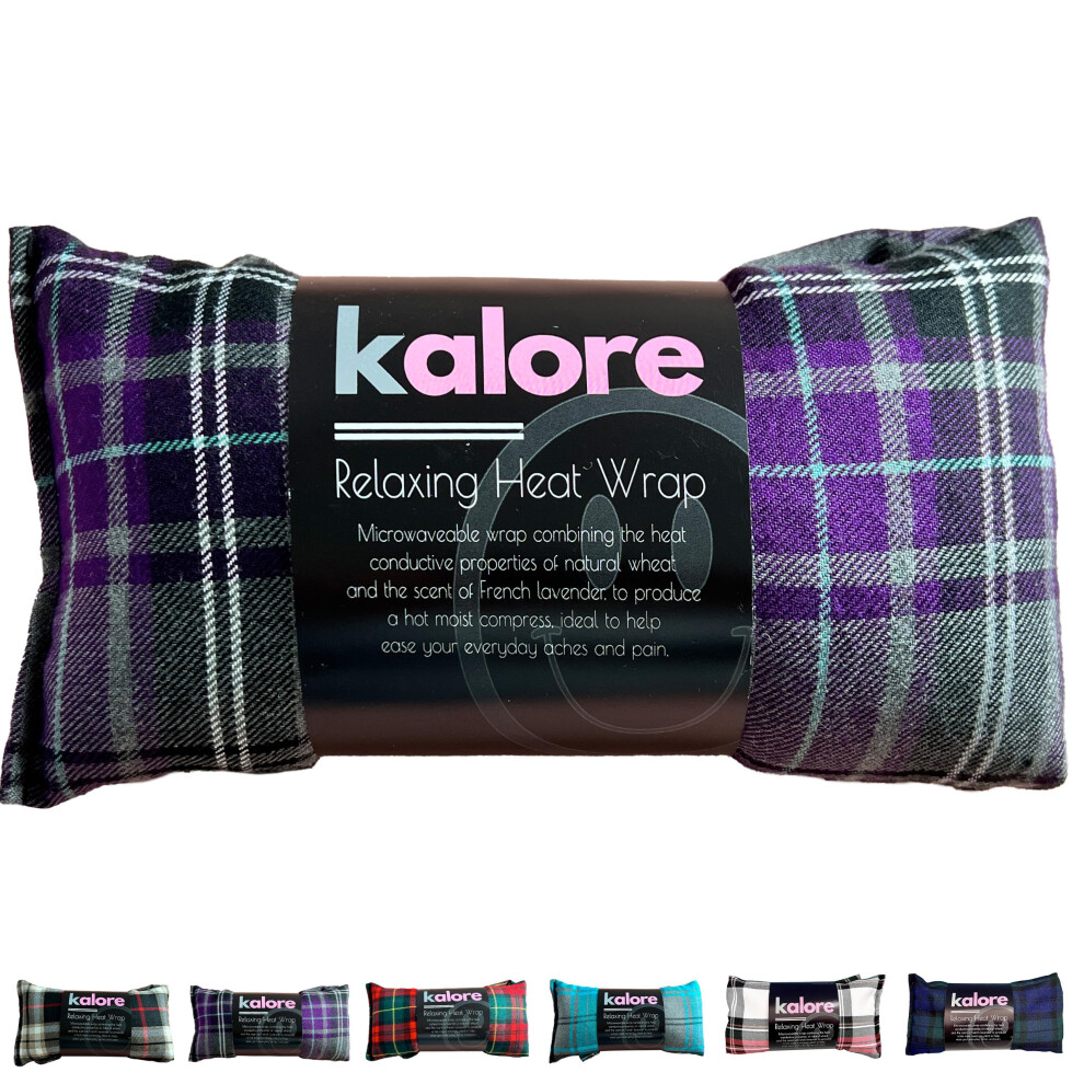 Wheat Bags Microwavable Neck and Shoulder Wrap - Scented Lavender Heat Bags Microwavable for Body Relaxation - Tartan Cotton Fabric & UK Wheat Heat
