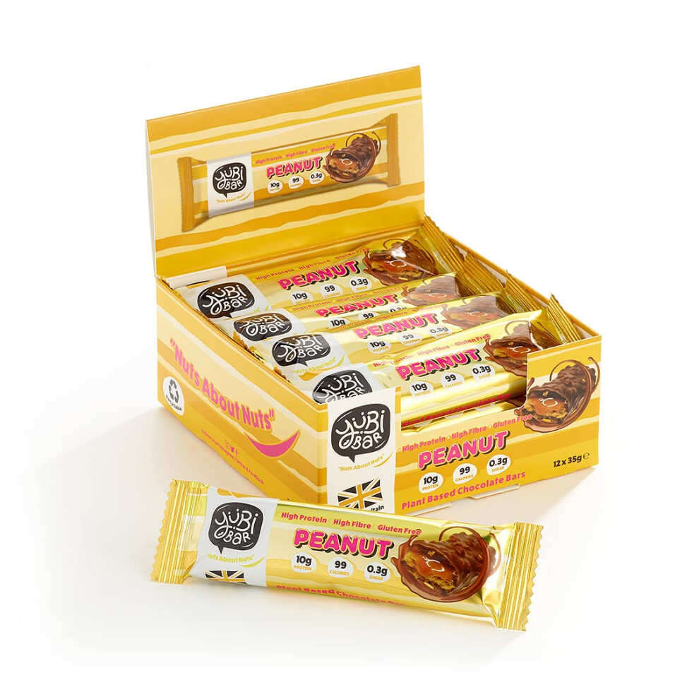Yubi Bar Yubi Peanut - 12 Pack - Protein Bars - 99 Calories, High Protein, High Fibre, Low Sugar, Gluten Free And Dairy Free - Healthy Snacks/Nutrition Bar
