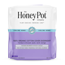 The Honey Pot Company, Serviettes Infusées aux Herbes Bio avec Ailettes, Nuit, 12 Unités
