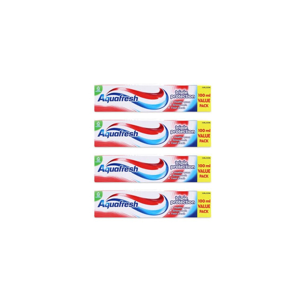 Aquafresh Triple Protection Toothpaste 100ml - Home & Hatch Family Pack Bundle - Pack of 4