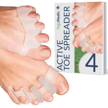 YogaMedic Toe Separator for Overlapping Toes 4Pcs Improved Silicone, 0% BPA, One-Size - Bunion Corrector Toe Straightener to Relax, Spread and