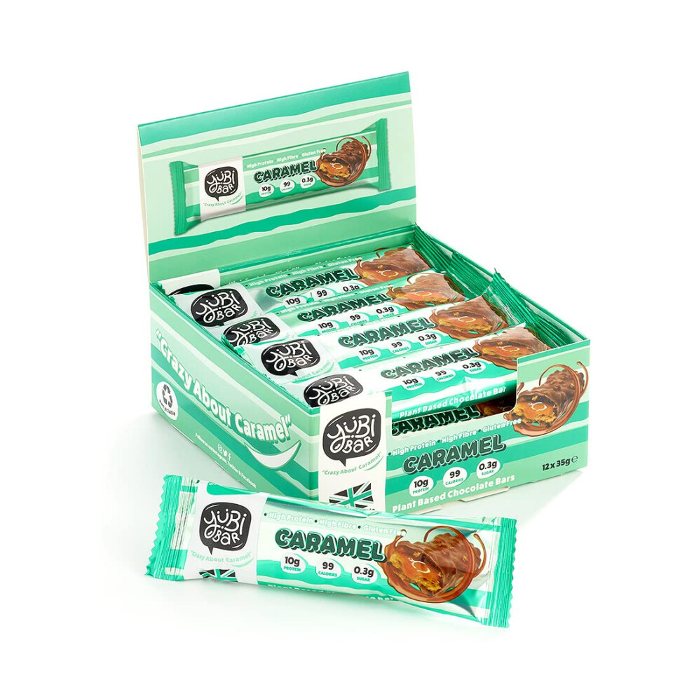 Yubi Bar Yubi Caramel - 12 Pack - Protein Bars - 99 Calories, High Protein, High Fibre, Low Sugar, Gluten Free And Dairy Free - Healthy Snacks/Nutrition Bar