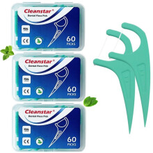 DenCare FDA & CE Certified 180pcs Mint Flavoured Floss Picks, Shred Resistant Floss Sticks,Tooth Picks,Teeth Cleaning Picks, Strong Dental Floss, Pack