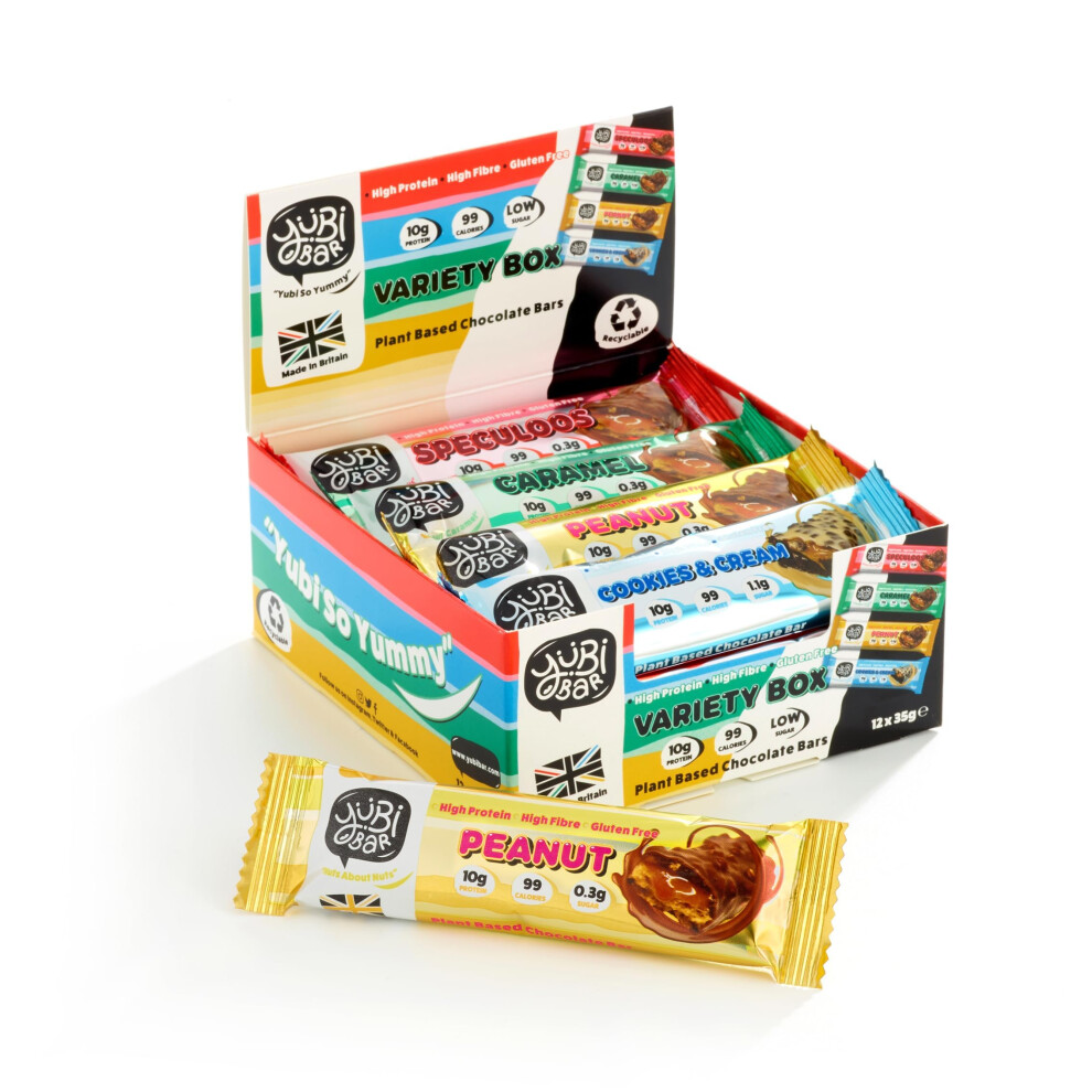 Yubi Bar Yubi Variety Box 12 Pack - Protein Bars - 99 Calories, High Protein, High Fibre, Low Sugar, Gluten Free And Dairy Free - Healthy Snacks/Nutrition Bar