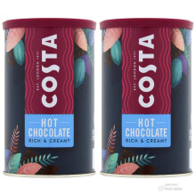 Costa Hot Chocolate Rich & Creamy Smooth With Chocolate Sprinkles Perfect Wooden Coffee Spoon The Perfect Pour 2 Tin Bundle
