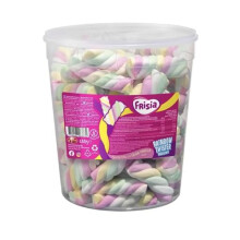 Frisia Rainbow Twister Mallows 680g Tub - Cream Vanilla Flavor, Fun Colourful Retro Sweets