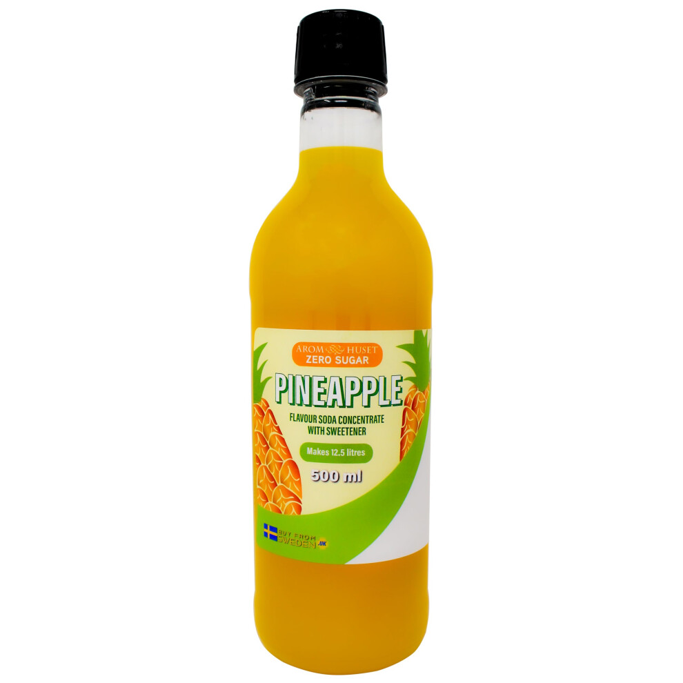 Zero Pineapple Soda Syrup Concentrate 500 ml from Aromhuset - Make 12.5 Litres of Sugar-Free Soft Drink by Adding Flavouring to Carbonated Sparkling