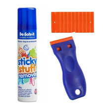 De Solv It Sticky Stuff Remover Liquid 250ml With Multi-Surface Cleaning Tool & 10 Spare Replacements - Ideal for Label remover Tar Chewing Gum