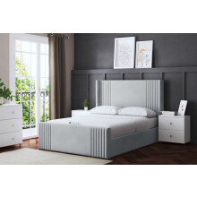 (Small Single, Silver) Elara Winged Paneled Upholstered Bed