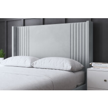 (Double, Silver) Elara Winged Paneled Upholstered Bed