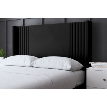 (Double, Black) Elara Winged Paneled Upholstered Bed