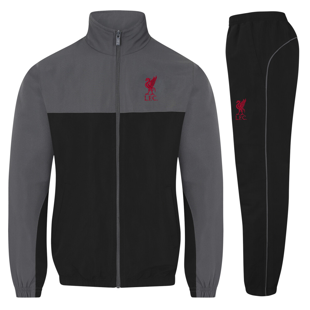 (Grey, XL) Liverpool FC Mens Tracksuit Jacket & Pants Set OFFICIAL Football Gift