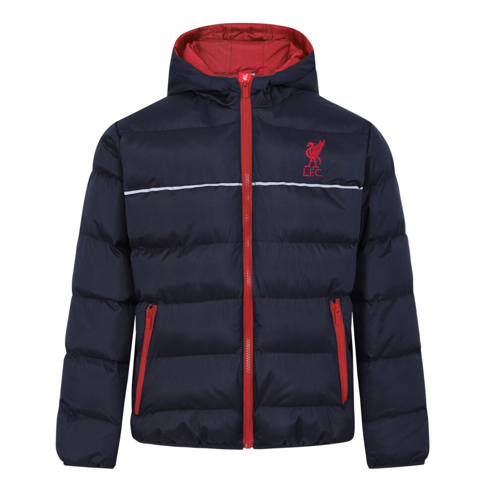 (Navy Blue, 2-3 Years) Liverpool FC Official Football Gift Boys Quilted Hooded Winter Jacket