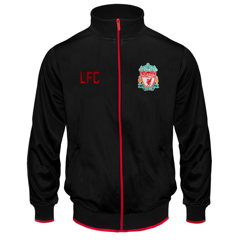 (Black, XL) Liverpool FC Official Football Gift Mens Retro Track Top Jacket