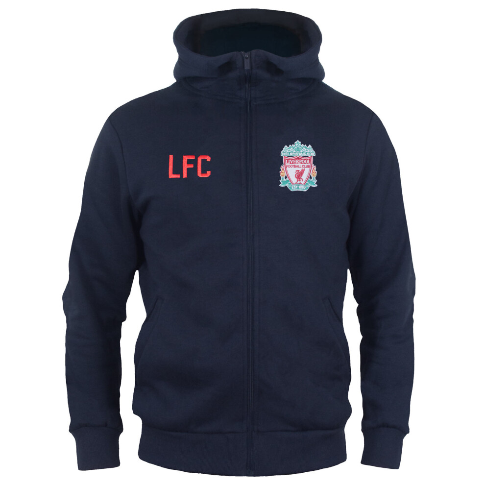 (Navy Blue, 4-5 Years) Liverpool FC Official Football Gift Boys Fleece Zip Hoody