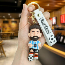 (Blue) Lionel Messi Cartoon Star Keychain Cute Bag Car Pendant Ornament Doll Gift