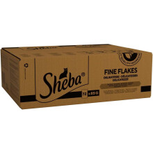 Sheba Fine Flakes Fish Collection in Jelly 72 Pouches Adult Cat Food