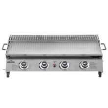 Dellonda 4 Burner Portable Gas Plancha with Warming Rack 10kW Stainless Steel