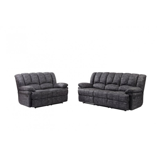 Torino Grey Fabric 3+2 Recliner Sofa Set 1