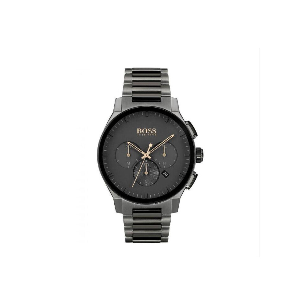 NEW HUGO BOSS GRAND PRIX 1513814 STAINLESS STEEL ALL BLACK MENS WATCH