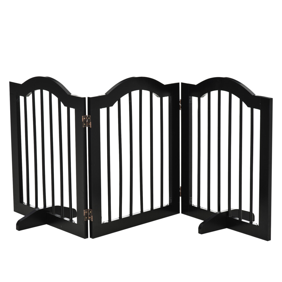 3 Panels Dog Gate With Support Feet Fence Safety Barrier Freestanding Wood