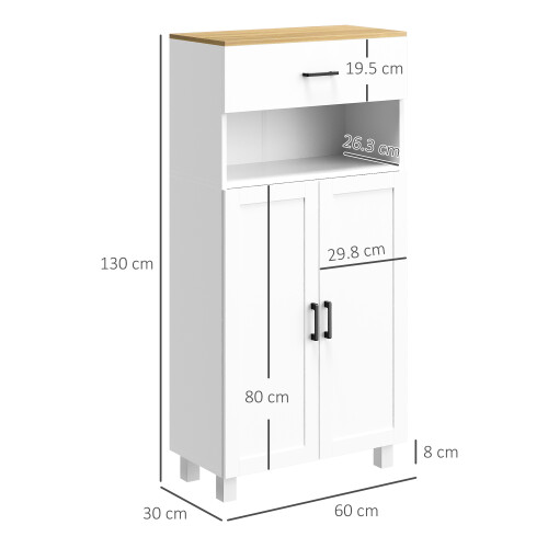 Homcom HOMCOM Kitchen Cupboard Storage Cabinet with Drawer, Countertop, White 1