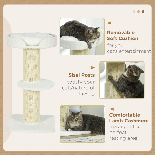 PawHut PawHut 91cm Scratching Posts Cat Tree Activity Centre for Indoor Cats Cream 2