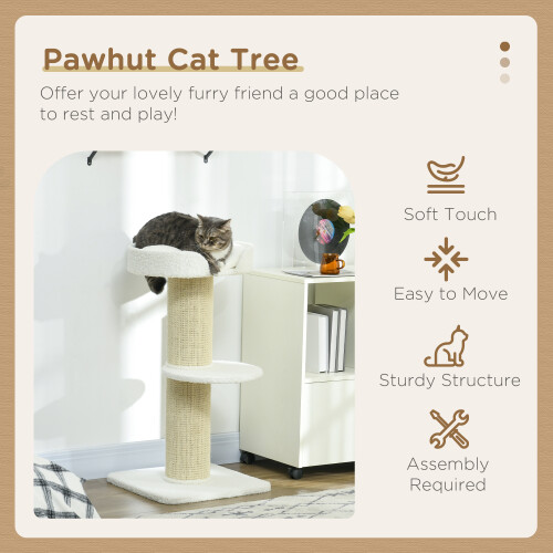 PawHut PawHut 91cm Scratching Posts Cat Tree Activity Centre for Indoor Cats Cream 1