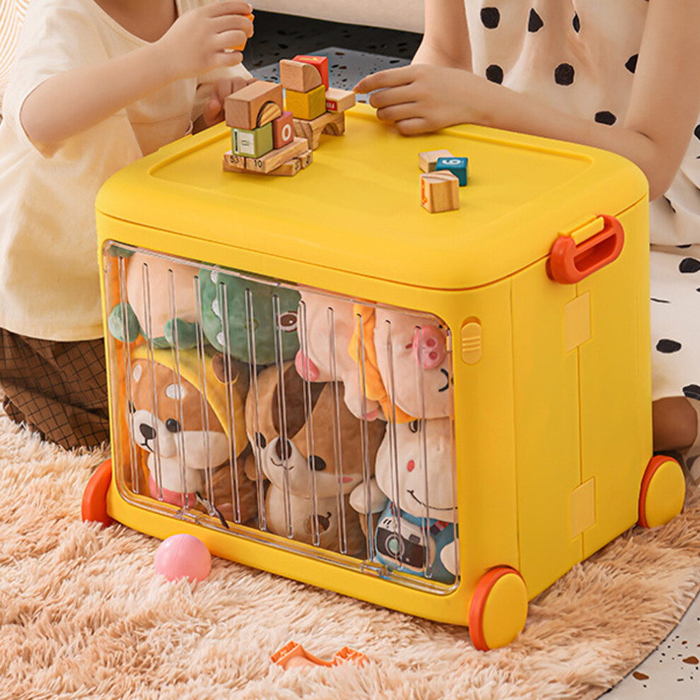 Stackable Plastic Storage Boxes with Lid and 4 Wheels Toys Snacks Container Box