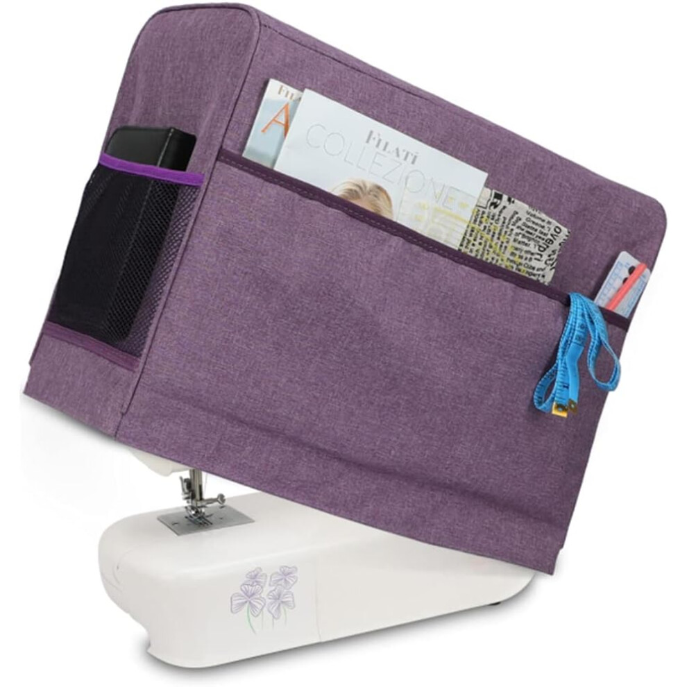 (Purple) Sewing Machine Cover Compatible with Singer/Brother Machine Dust Cover with Storage Pocket