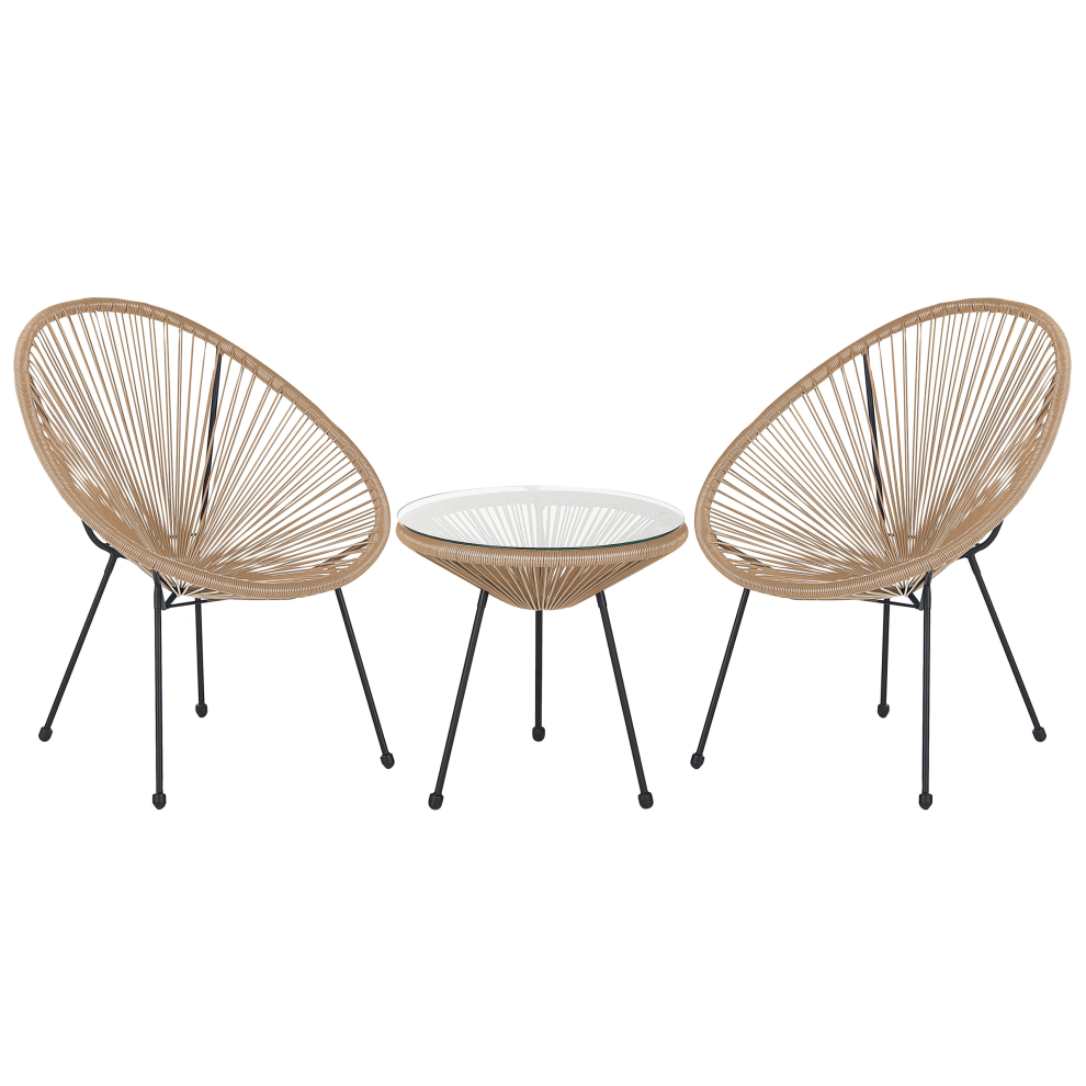 Bistro Set ACAPULCO II PE Rattan Natural