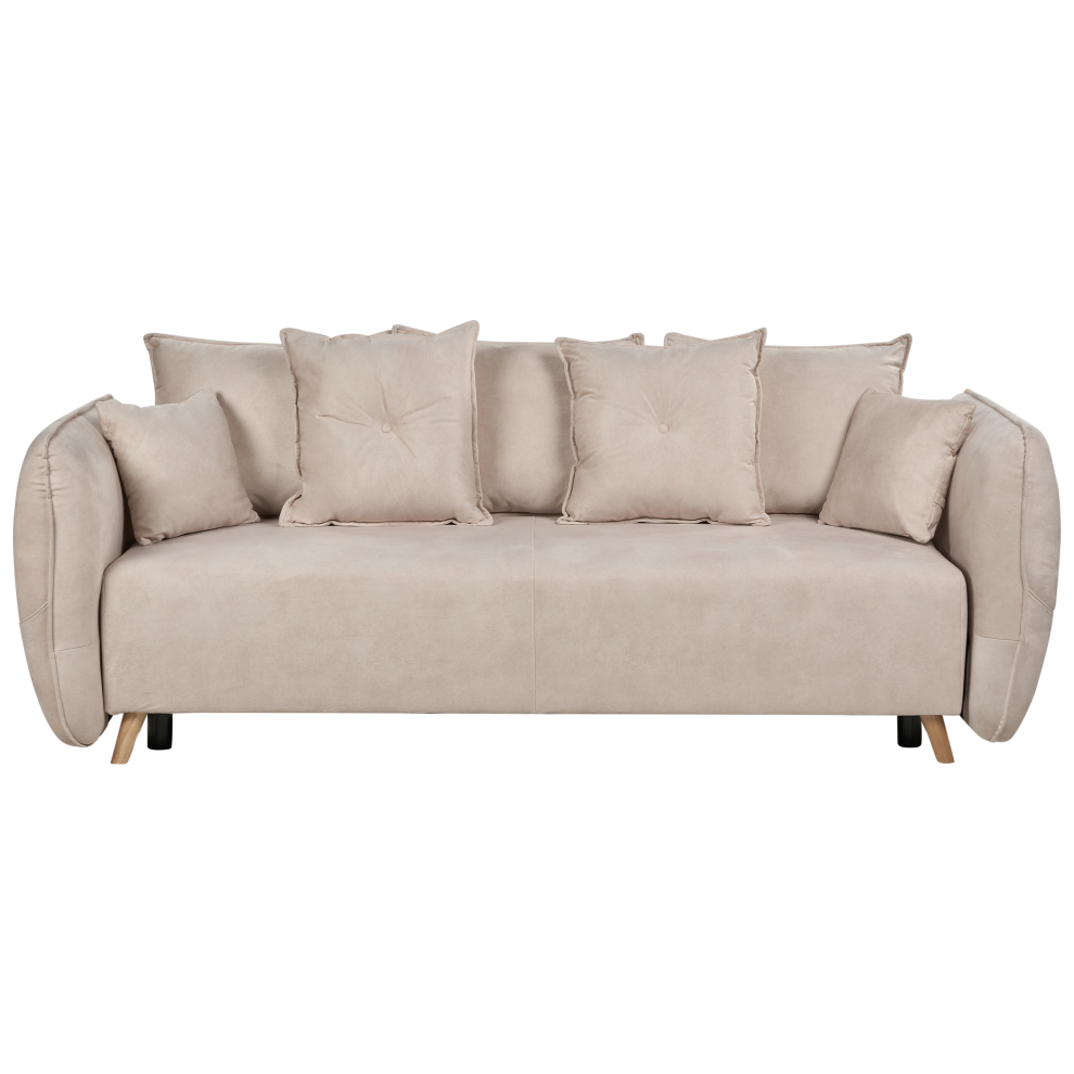 Velvet Sofa Bed with Storage Cream Beige VALLANES