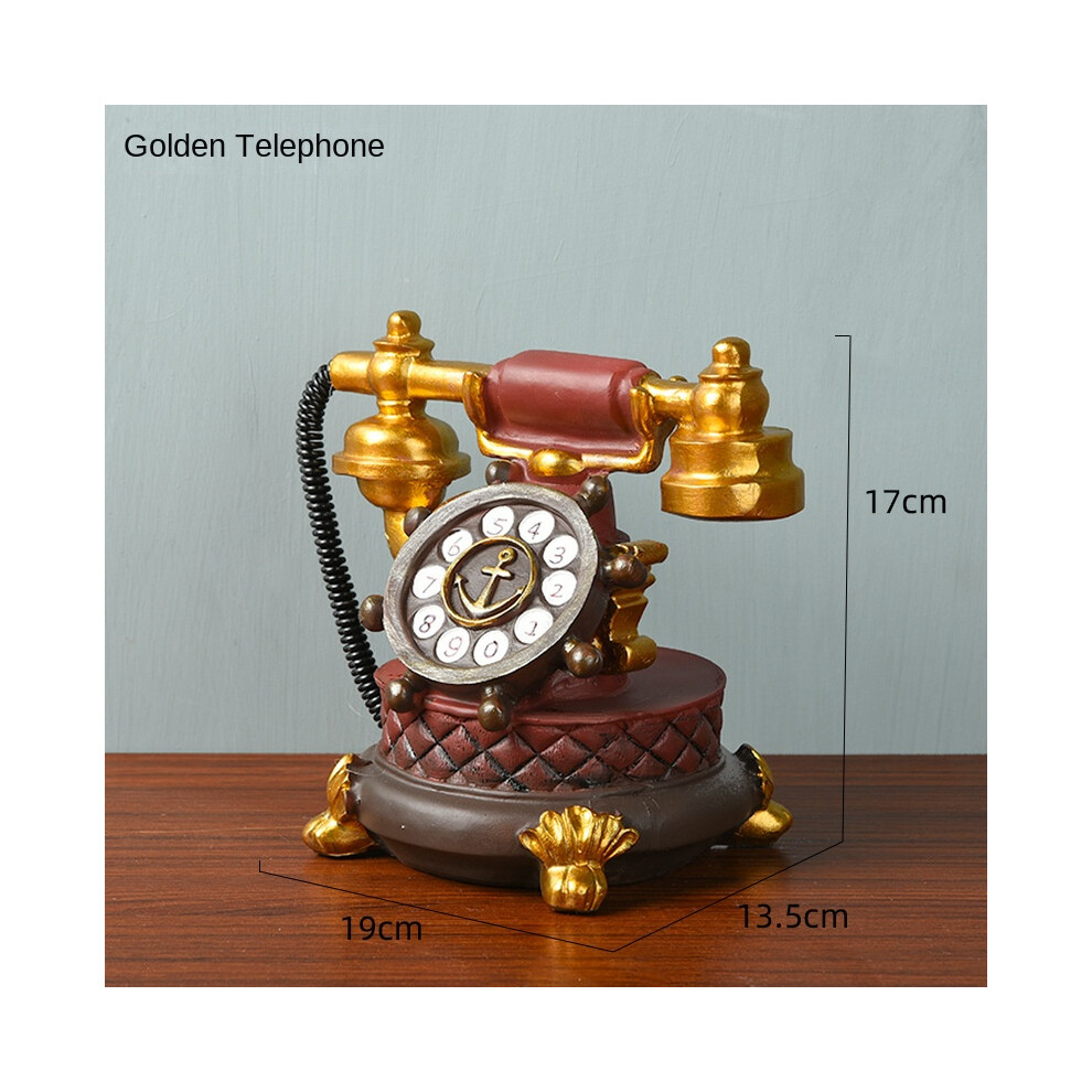 (Golden telephone G191) Nostalgic retro resin ornaments, handicrafts, home decoration, mini ornaments, photography props, camera gramophone