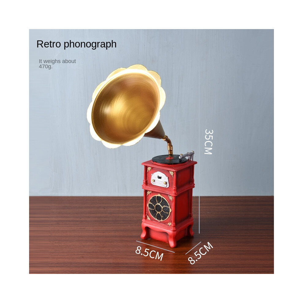 (Gramophone G0147) Nostalgic retro resin ornaments, handicrafts, home decoration, mini ornaments, photography props, camera gramophone