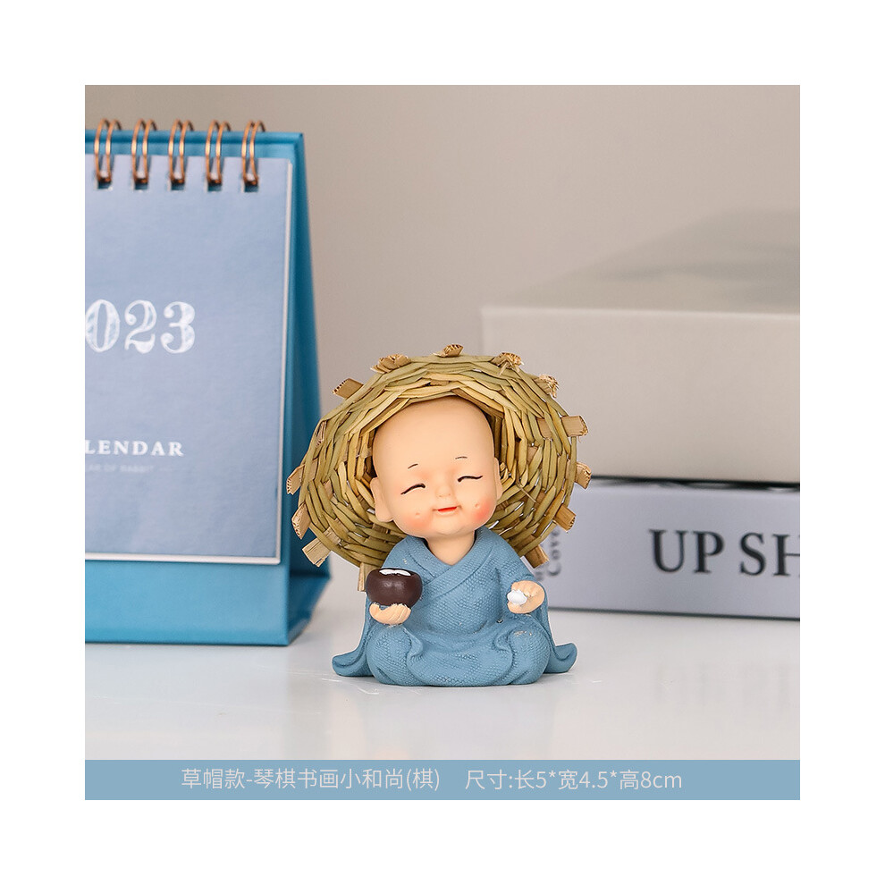 (New Straw Hat Monk [Chess]) Creative Zen aromatherapy stove ornaments, home decorations, ceramic crafts, sandalwood, agarwood stove, incense holder,