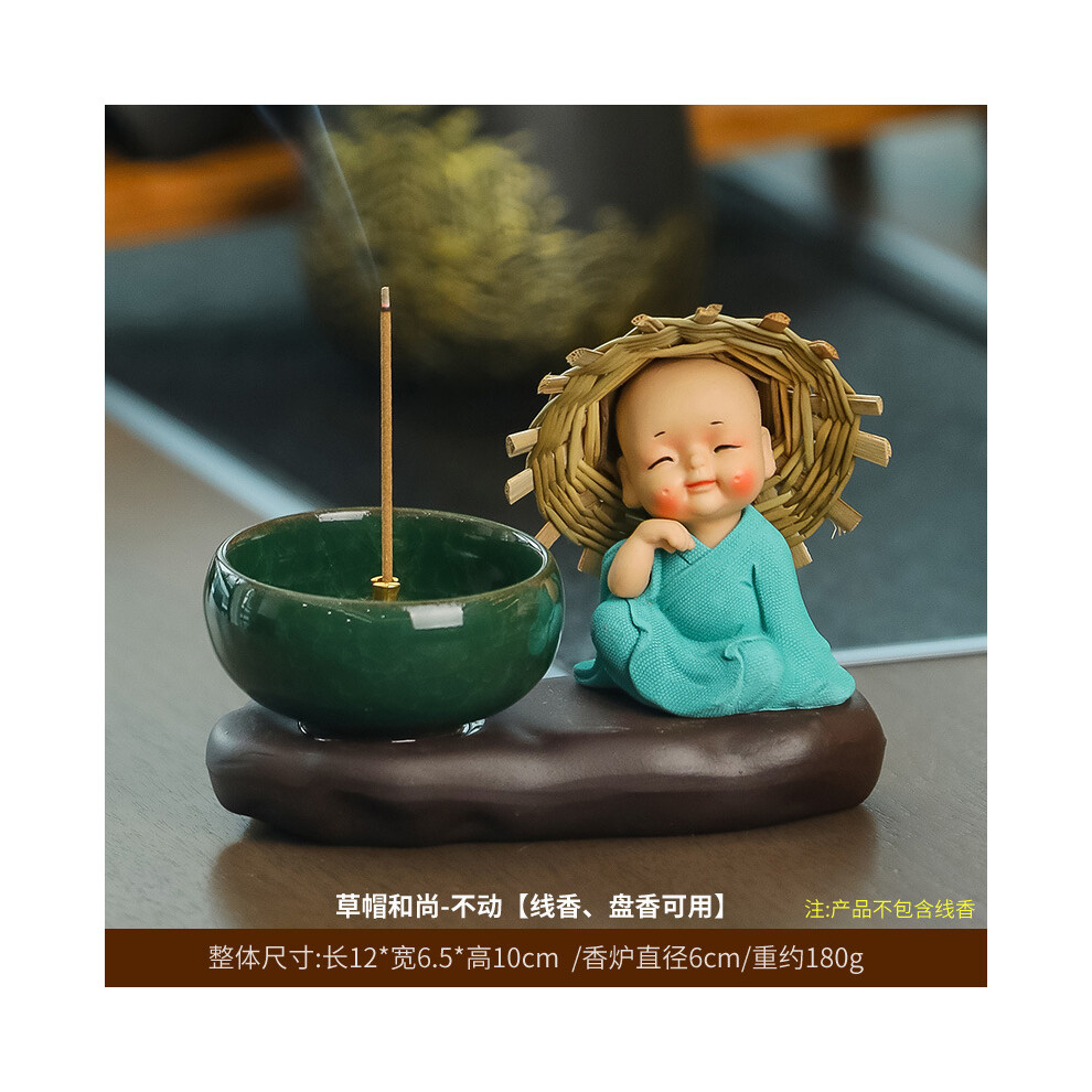 (Straw hat monk does not want to + Zen incense burner [coiled incense and string incense are available]) Creative Zen aromatherapy stove ornaments, ho