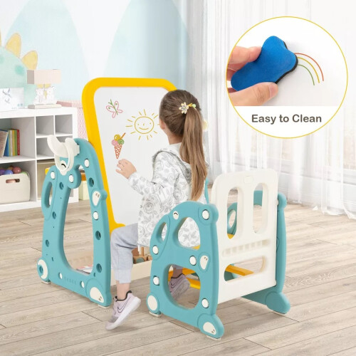 Casart Kids Art Easel Toddlers Activity Table & Chair w/Adjustable Whiteboad 2