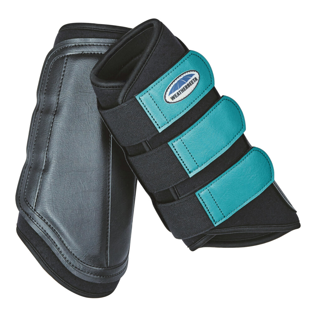 (Full, Black/Turquoise) Weatherbeeta Single Lock Brushing Boots