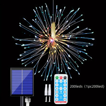 (Multicolor, 1pc) 200/400/600/800/1000LED Firework Lights, Solar Powered Chandelier With Remote 8 Modes DIY Starburst Lights For Patio Garden Tent Outdoor