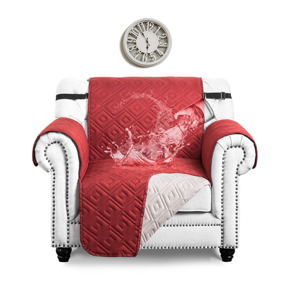 (1 Seater Sofa Cover, Burgundy-Beige) Pet Sofa Slipcover Reversible Couch Protector Covers