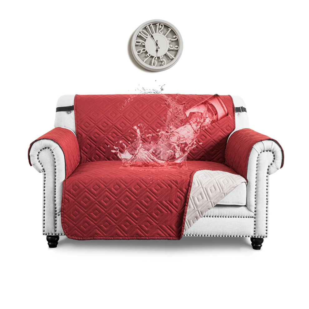 (2 Seater Sofa Cover, Burgundy-Beige) Pet Sofa Slipcover Reversible Couch Protector Covers