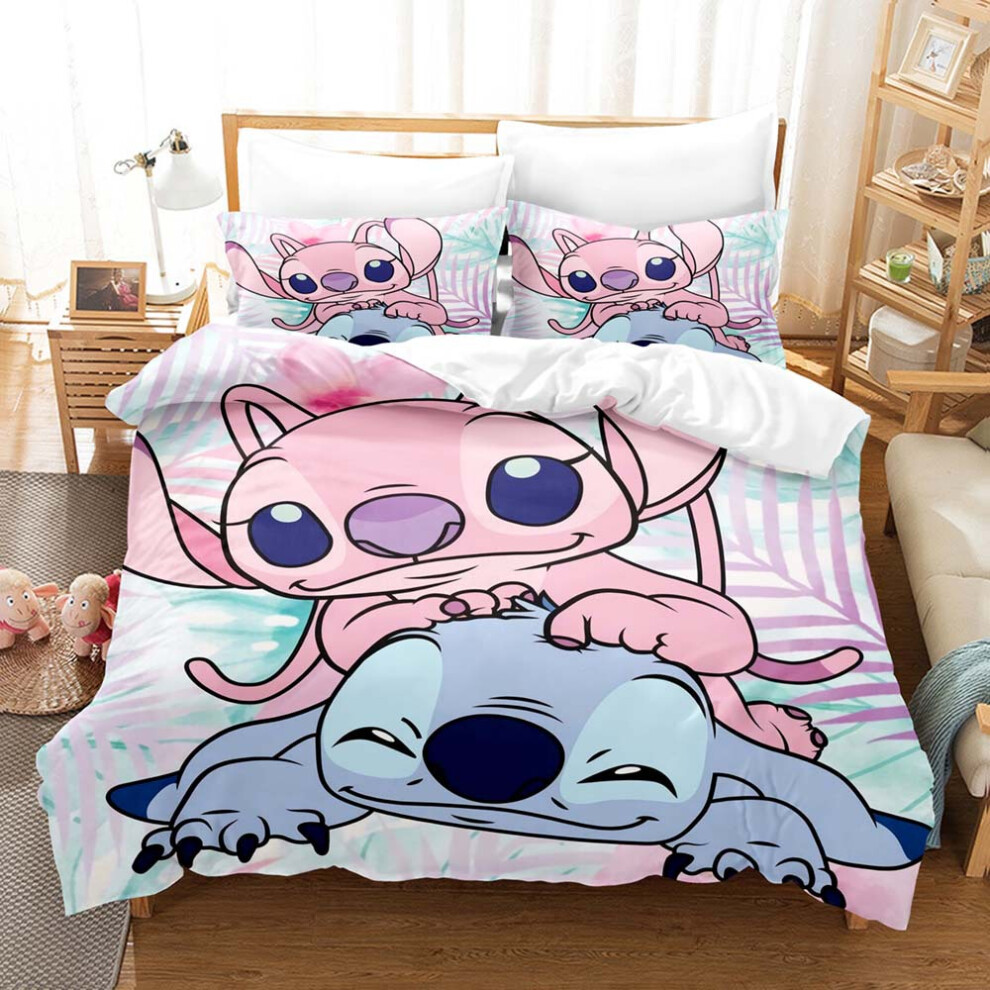 (Style 09, Double(200X200CM/3PCS)) Stitch Kids Bedding Single Double Duvet King Cover