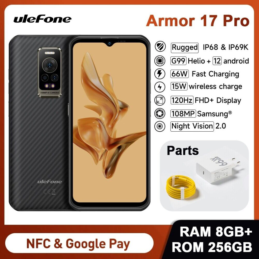 Ulefone Armor 17 PRO 8+256GB Rugged Android Phone Global Night Vision NFC 108MP