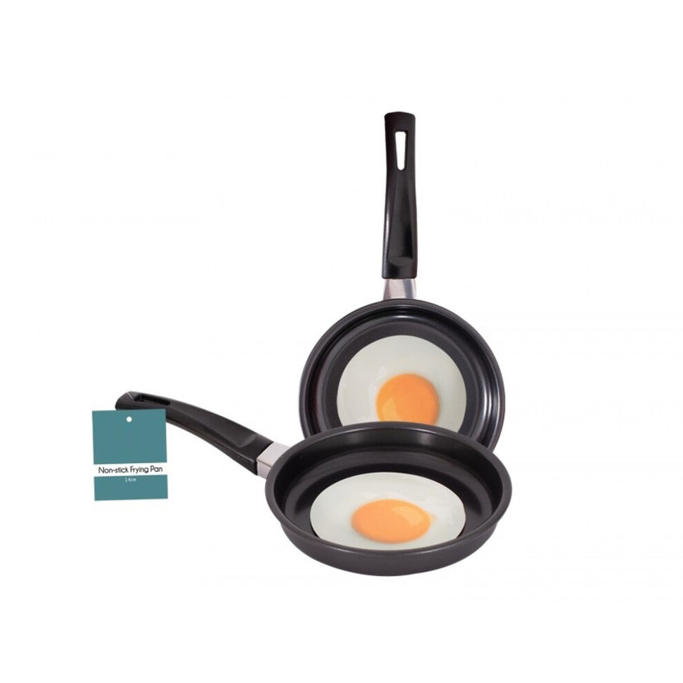2x Mini Non Stick Frying Pan One Egg Small 14.5cm Gas Elec Induction