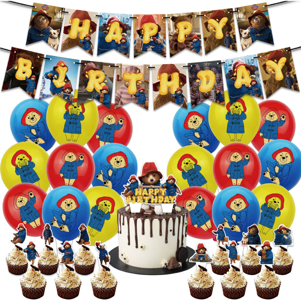 Paddington Bear Birthday Party Decoration Set Children's Party Banner Pull Flag Balloon Flag
