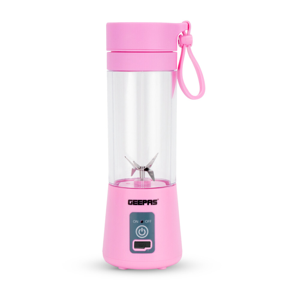 (Pink) Geepas 330ml Portable Rechargeble Smoothie Blender