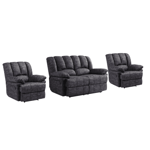 Torino Grey Fabric 2+1+1 Seater Recliner Sofa Set 1